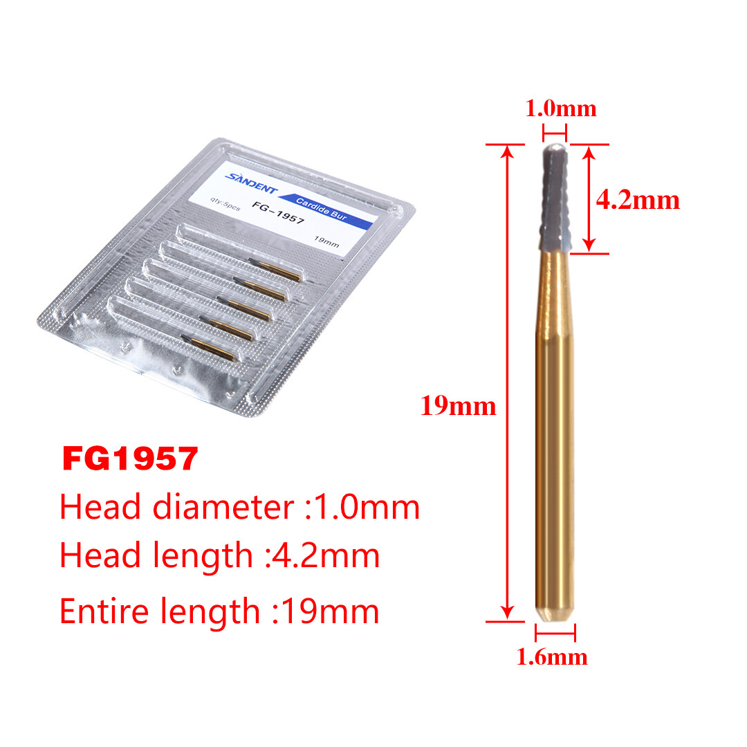 Dental Tungsten Carbide Bur Cutting Tooth Restoration Crown Removal FG1957/1958