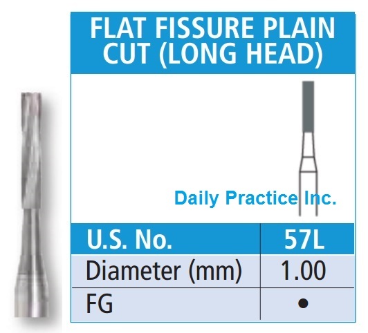 Johnson-Promident Carbide Burs FG-57L FLAT FISSURE PLAIN CUT LONG HEAD Sel Qty