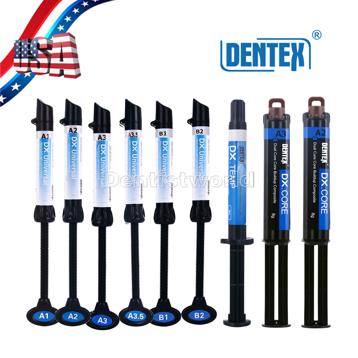 Dentex Dental Light Cure Composite Resin A1/A2/A3 Temp Filling/Core Build Up