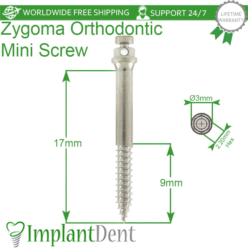 Dental Orthodontic Zygomatic Micro Fixture TADS 17.0mm Titanium Mini Screw