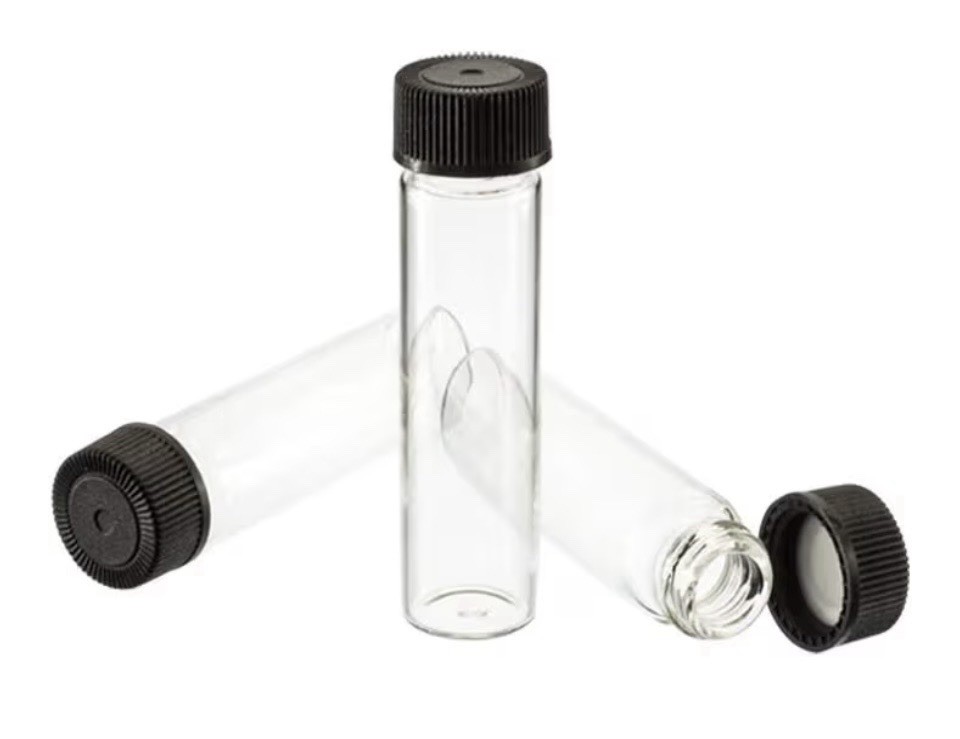 Pack of 100 Glass Vials with Black Phenolic Screw Caps (4ml, Clear)
