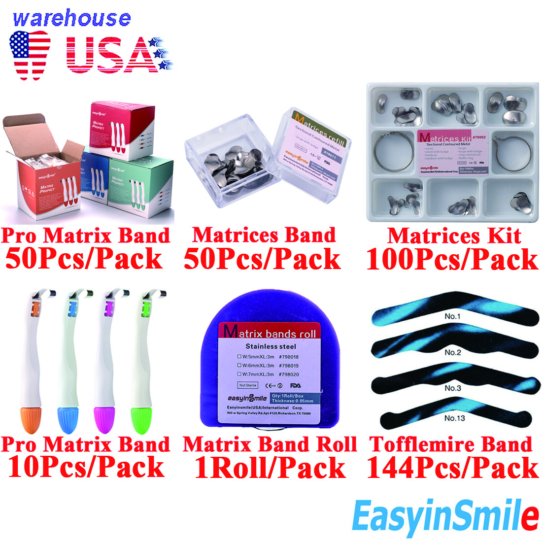 Dental Metal Sectional Contoured Matrix Band Tofflemire/Roll Curved Refill Bands