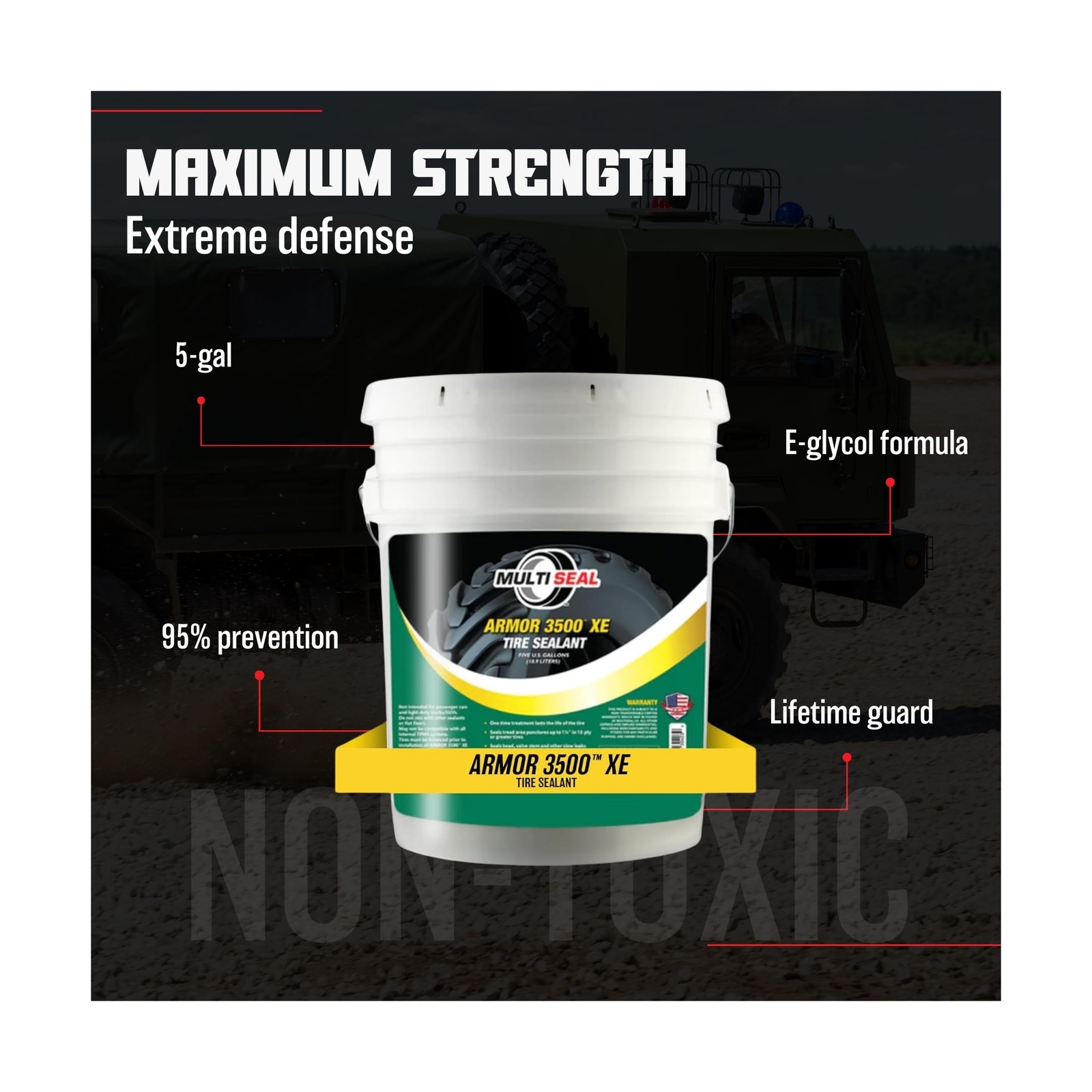Armor 3500 XE Industrial-Grade Tire Sealant – Maximum Protection Formula – Ex…