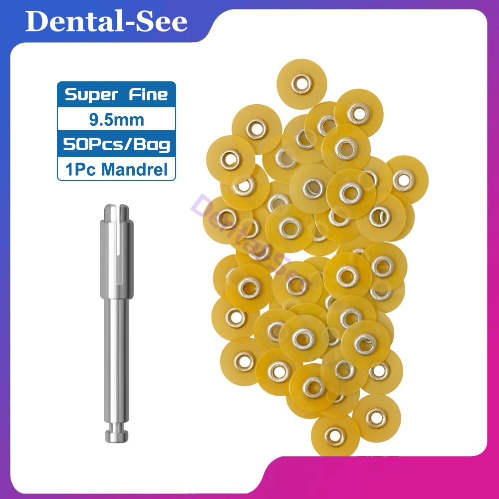50Pcs Dental Composite Finishing Polishing Discs 9.5mm/12.7mm+Mandrel