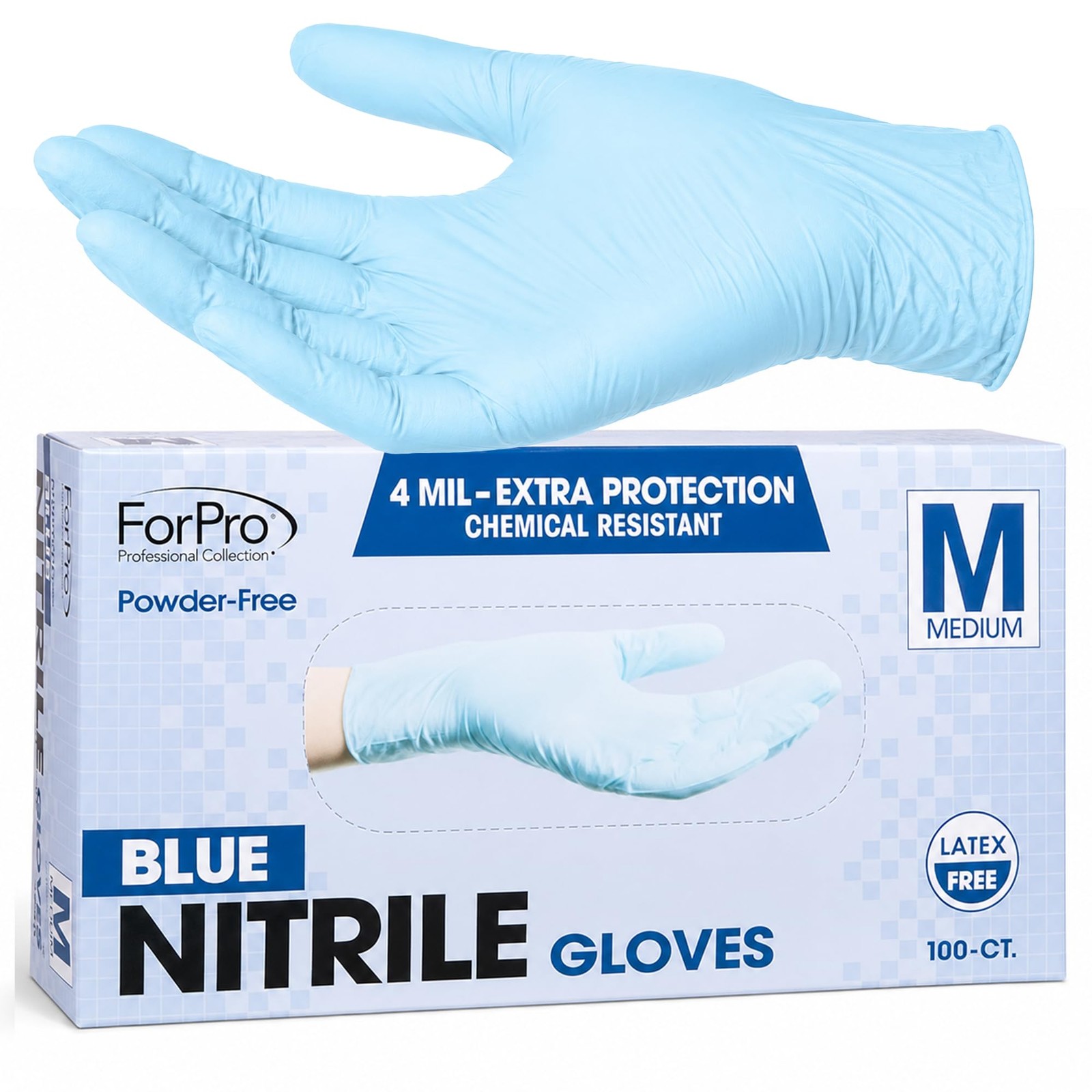 ForPro Disposable Nitrile Gloves, Chemical Resistant, Powder-Free, Latex-Free…