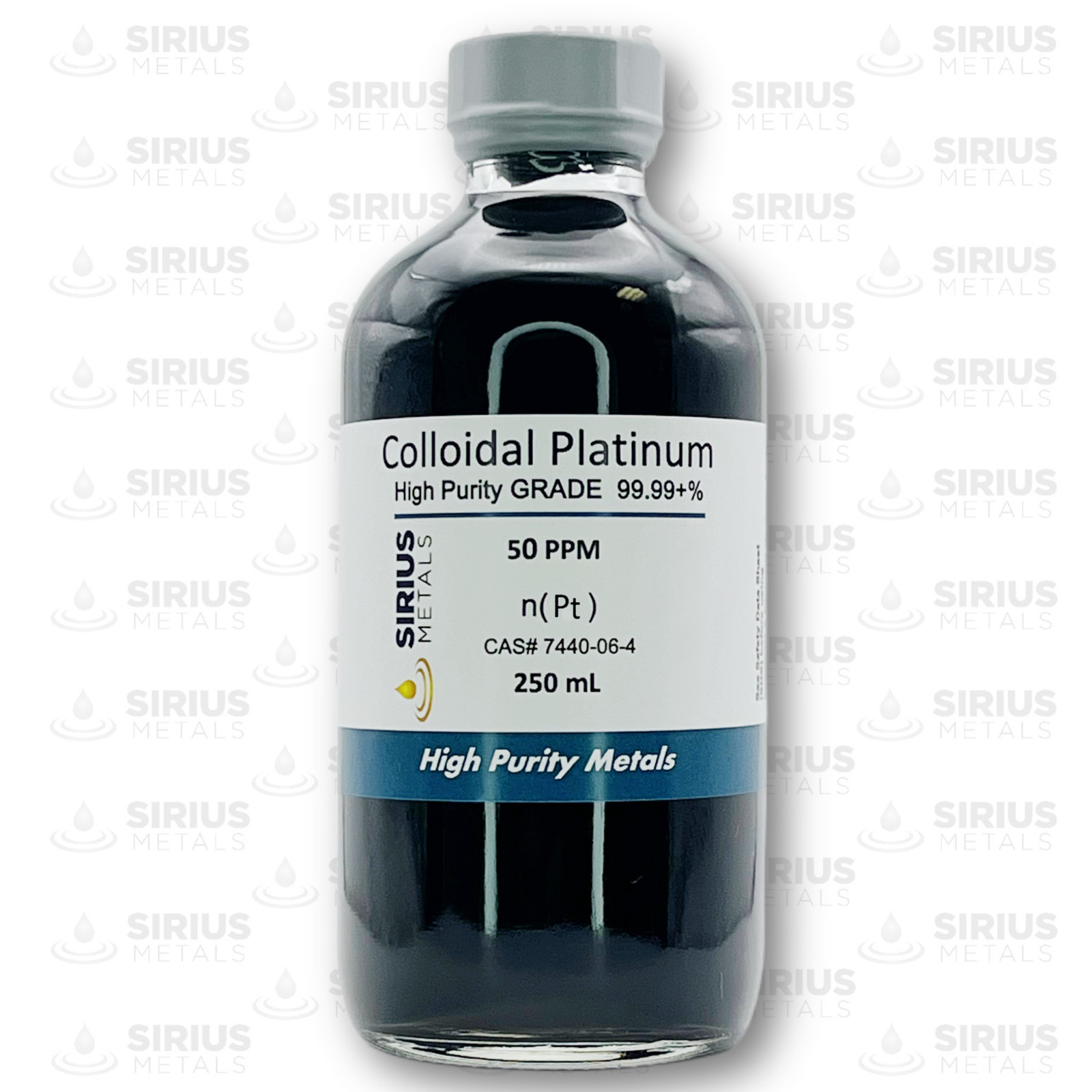 True Colloidal Platinum NanoParticles (PtNPs): 50 ppm – 250 mL in Glass