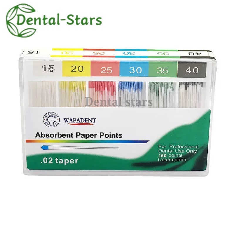 Dental Endodontic Absorbent Points Paper Points Taper 02/04/06/F Assorted #15-40