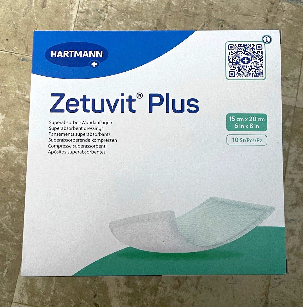 Hartmann Zetuvit Plus Superabsorbent Dressing 15x20cm (6x8in) 5 ct no border