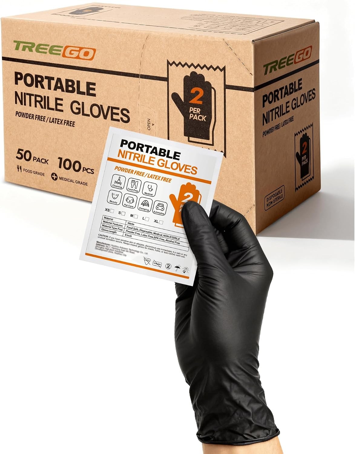 Black Individually Wrapped 5 Mil Nitrile Gloves XLarge, 50 Packs | Commercial