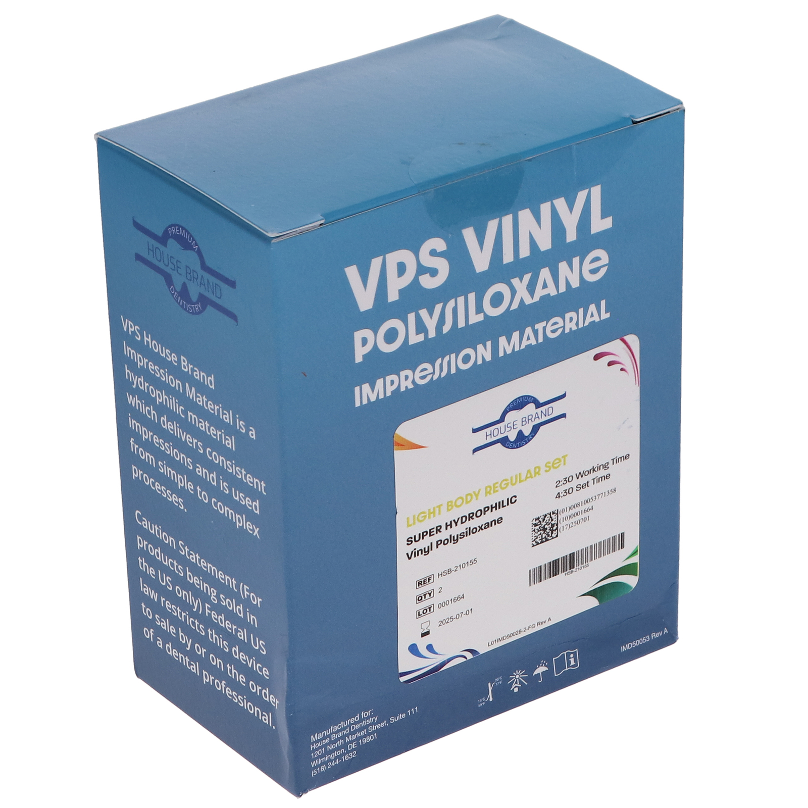 House Brand Dentistry 210155 VPS Impression Material Light Body Regular Set 2/Pk