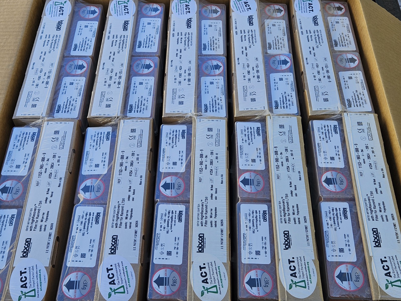 (Case Of 9,600) Rainin LTS Filtered 20μL Pipette Tips Labcon 9,600= 100 RACKS