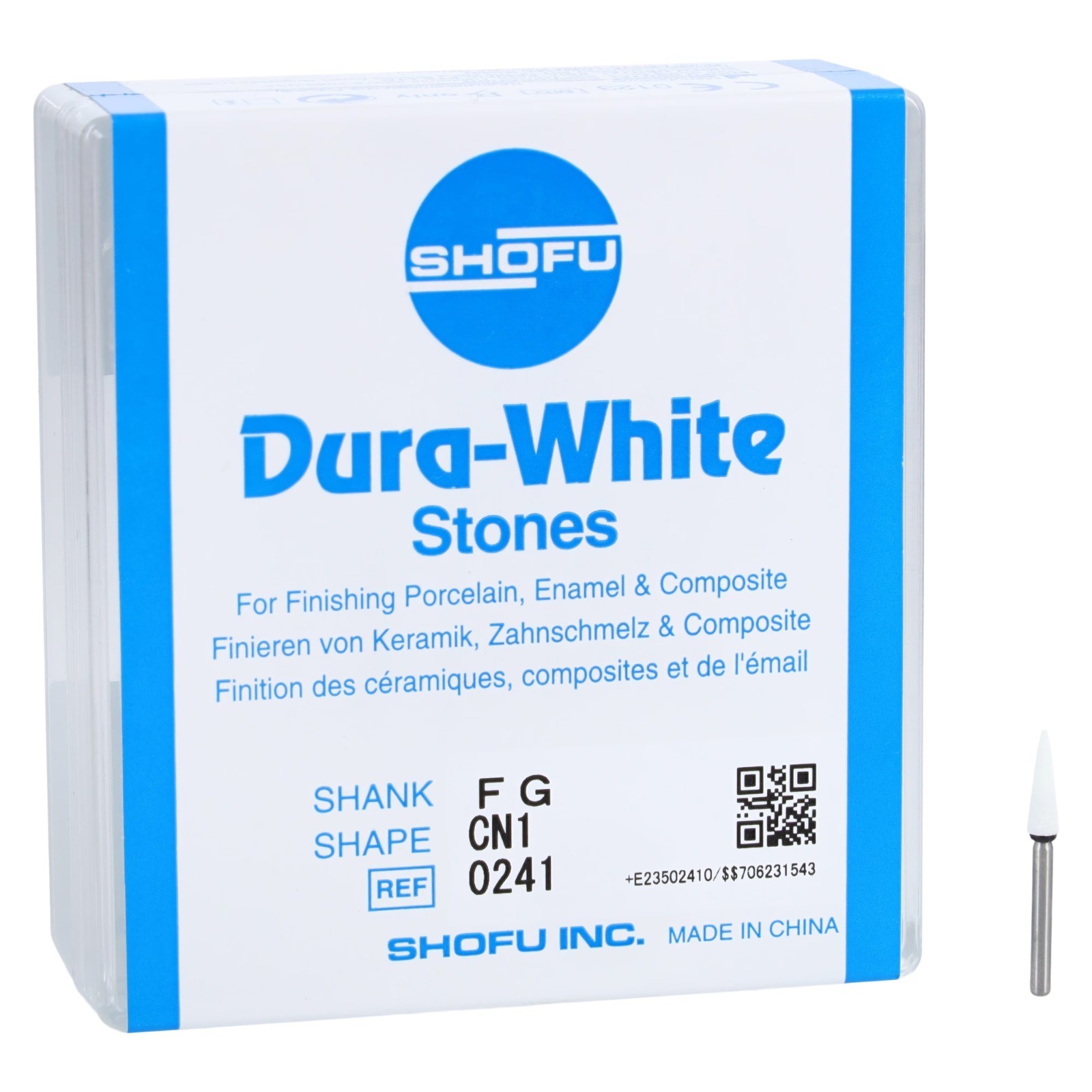 Dura-White Mounted Stones Friction Grip CN1 12/Bx-Shofu 0241