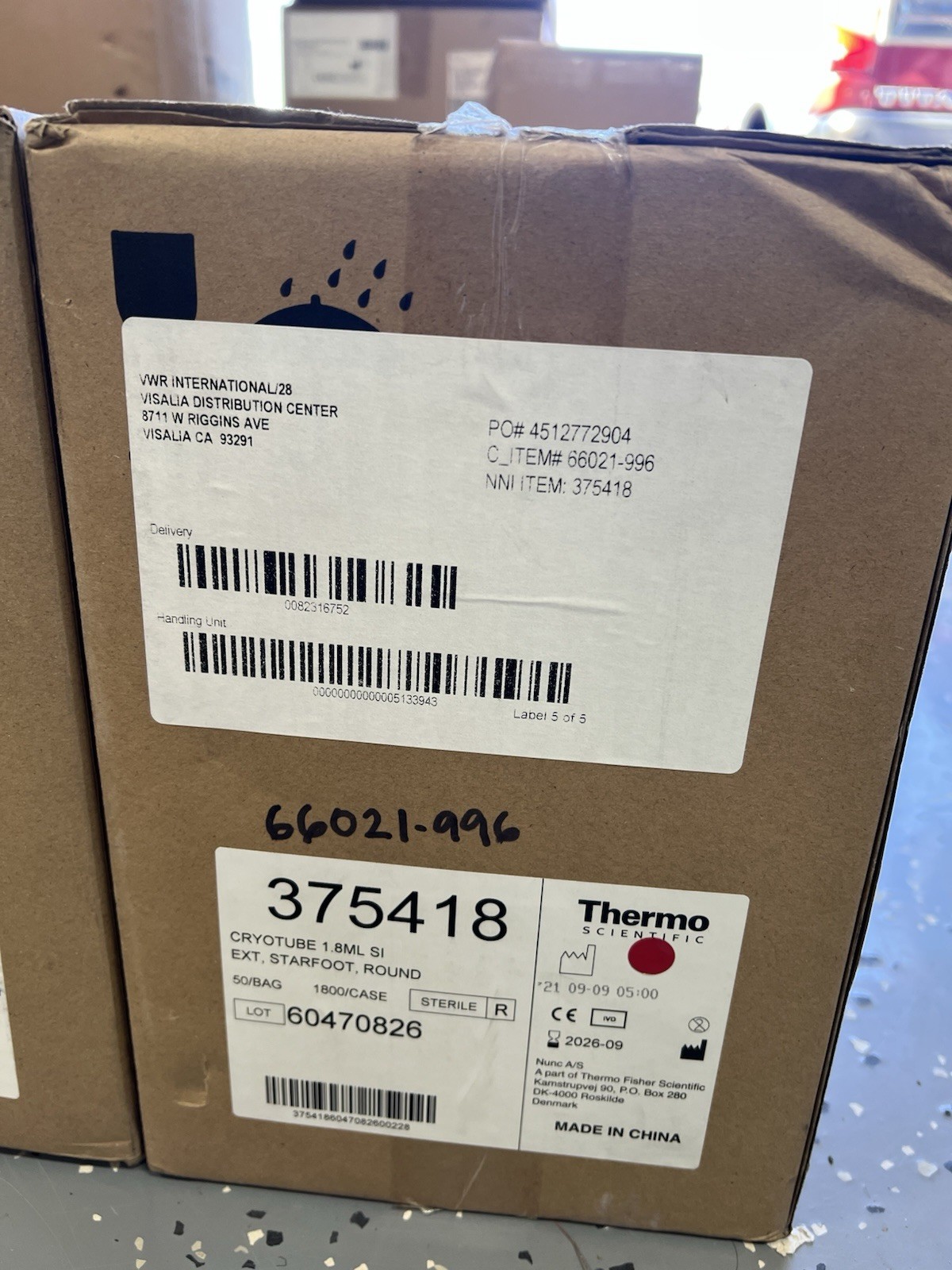 (1800/Cs) THERMO NUNC 1.8mL SI Extended PP Starfoot Cryotubes Sterile 375418