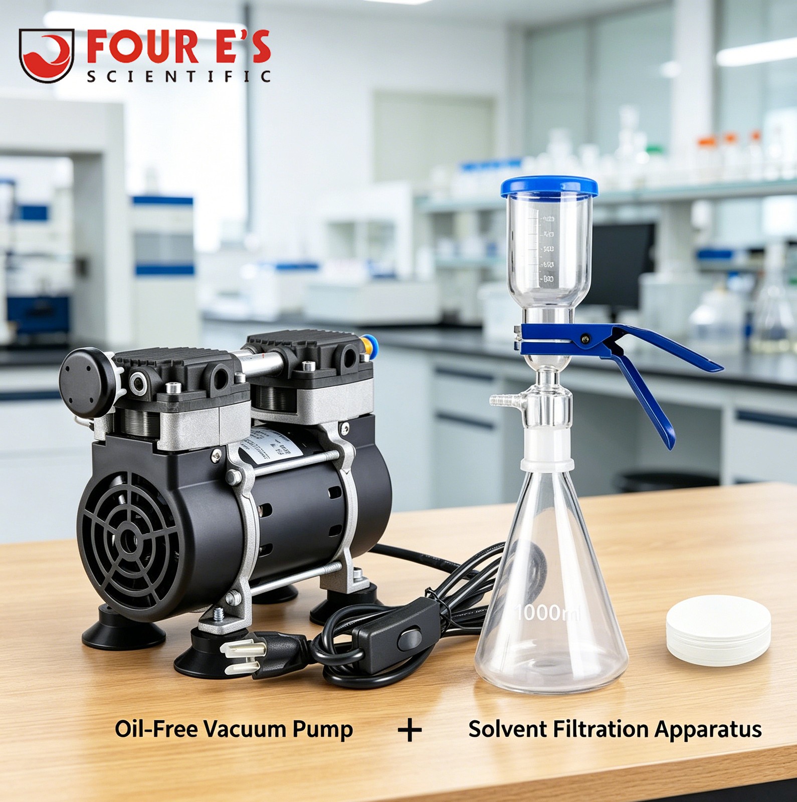 50L/Min Lab Vacuum Pump W/ 1L Lab Vacuum Filtration Suction Filter Funnel Kit