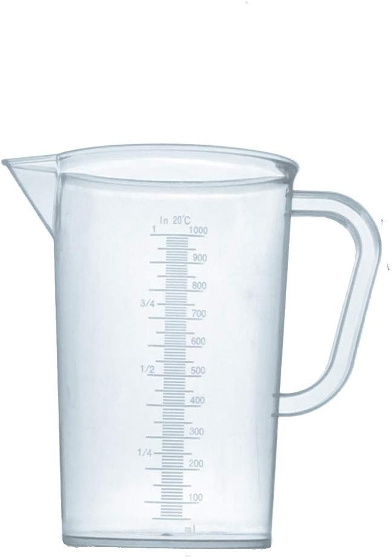 1L Plastic Graduated Beakers with Handles, Measuring Beaker 1000Ml Plastic Measu