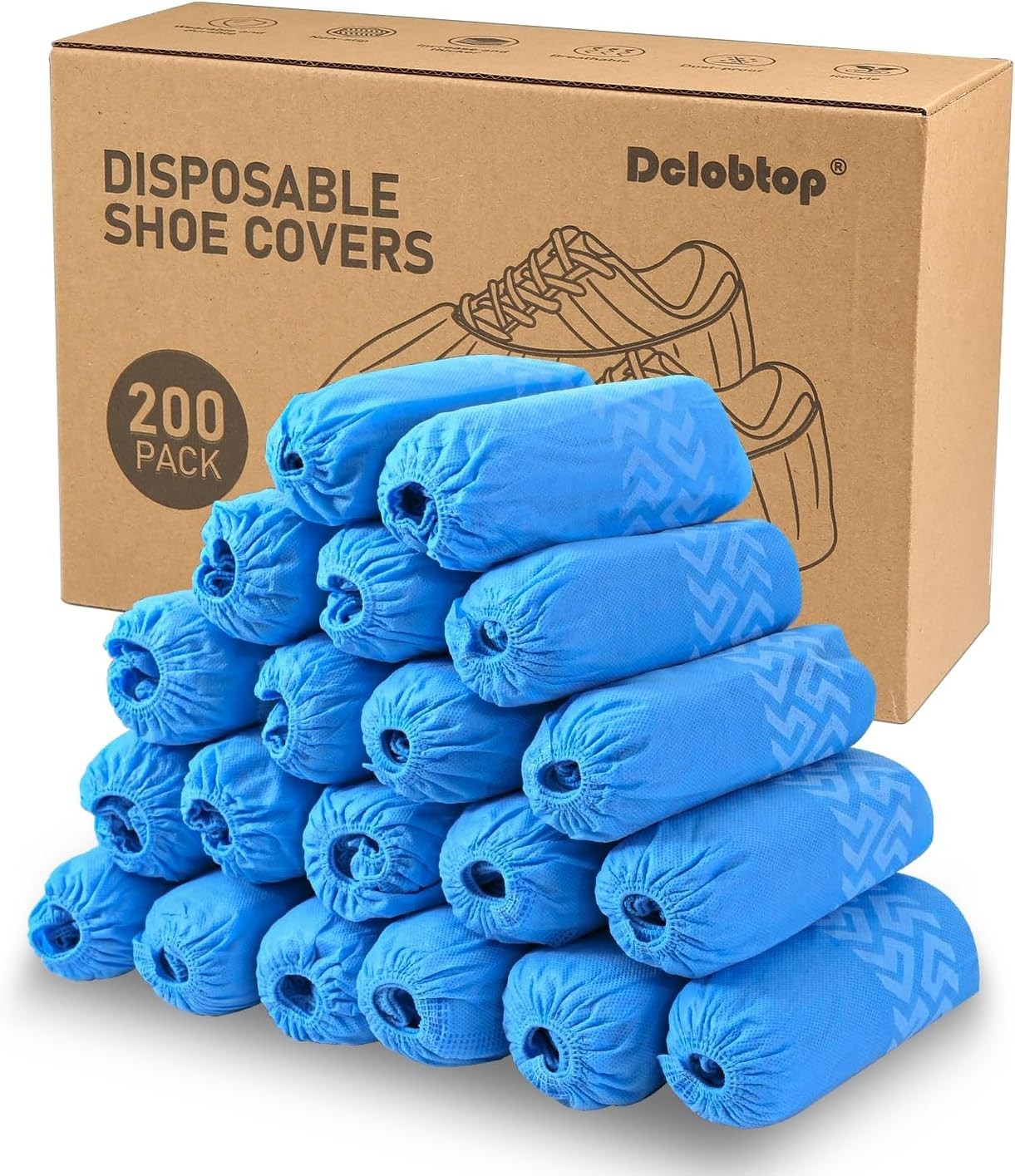 200 Pack Recyclable Disposable Shoe Covers in Blue, Durable and Breathable