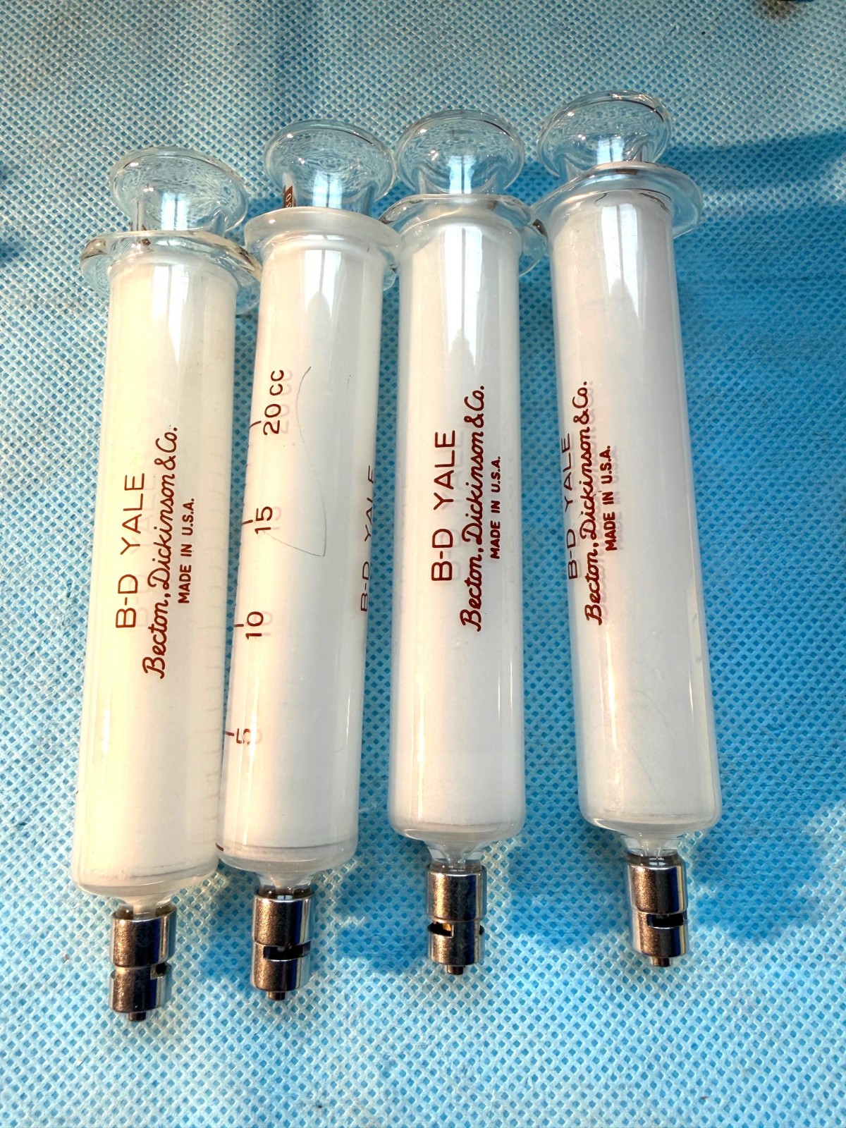 B-D Yale 20cc / 20ml Glass syringe with luer lock tip, set of 2