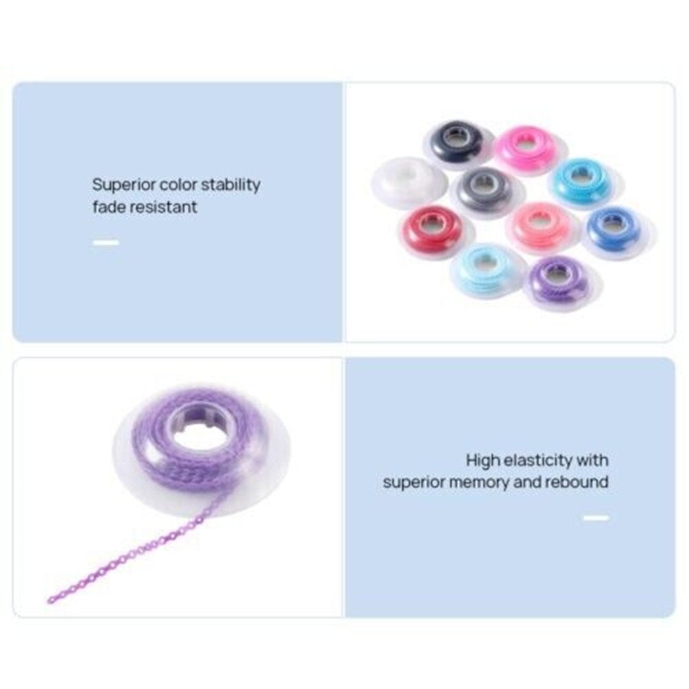 10Rolls Dental Orthodontic Elastic Power Chain Rubber Bands Ligature Chain Short