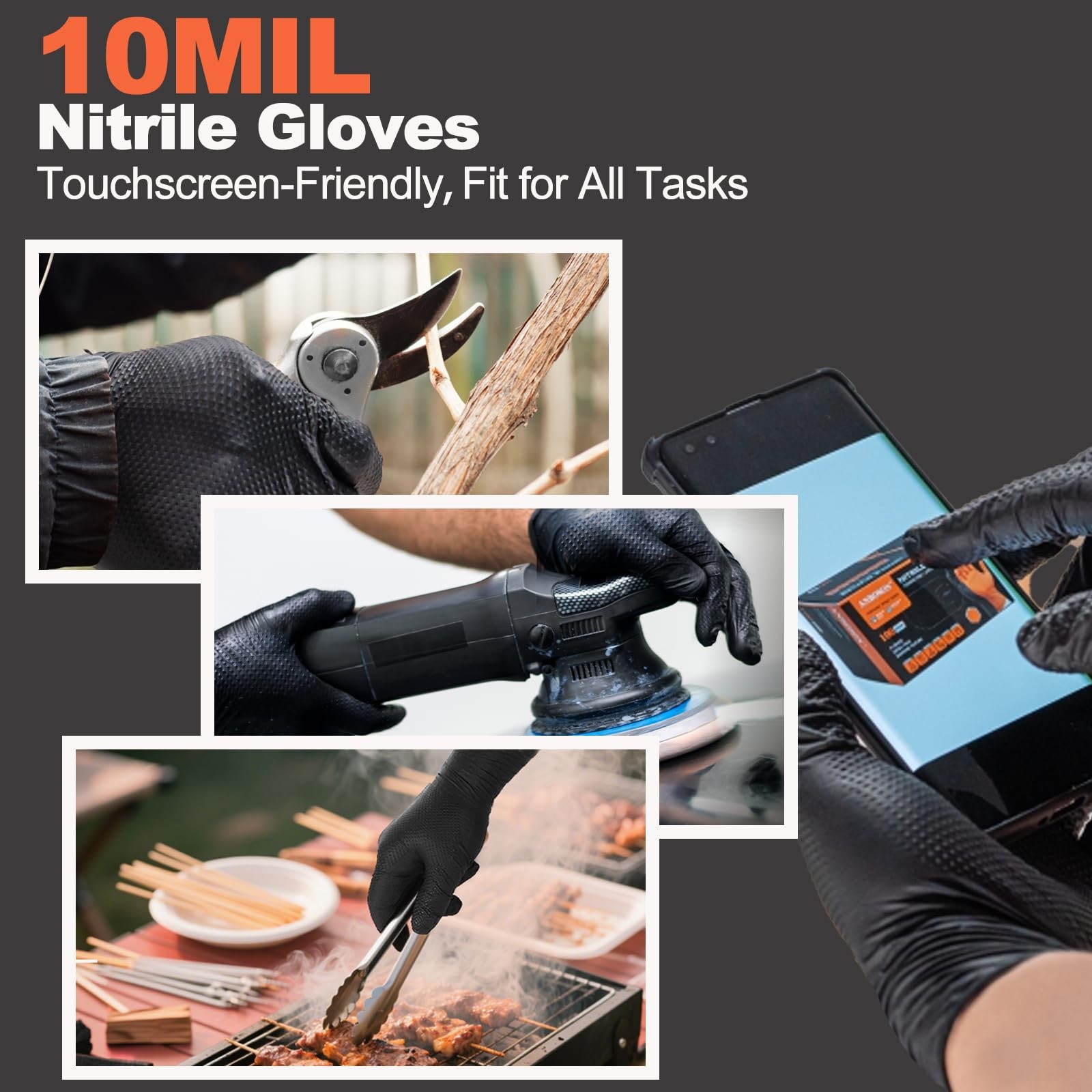 ANBOSON 10mil Nitrile-Gloves Disposable-Black Chemical-Resistant Rubber – Mechan