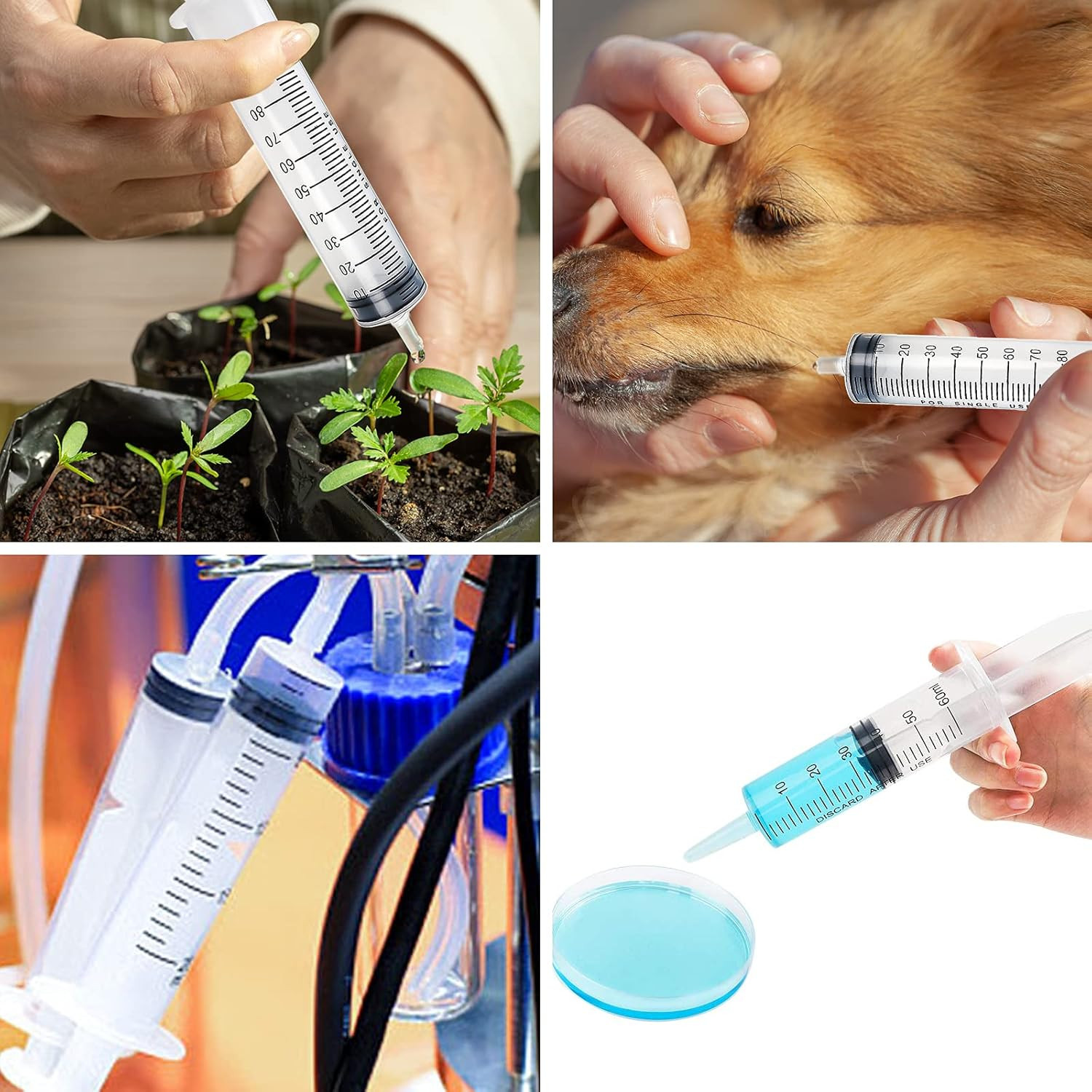 2Pcs 100Ml Large Plastic Syringe with 2Pcs 47In Handy Plastic Tubing and Luer Co