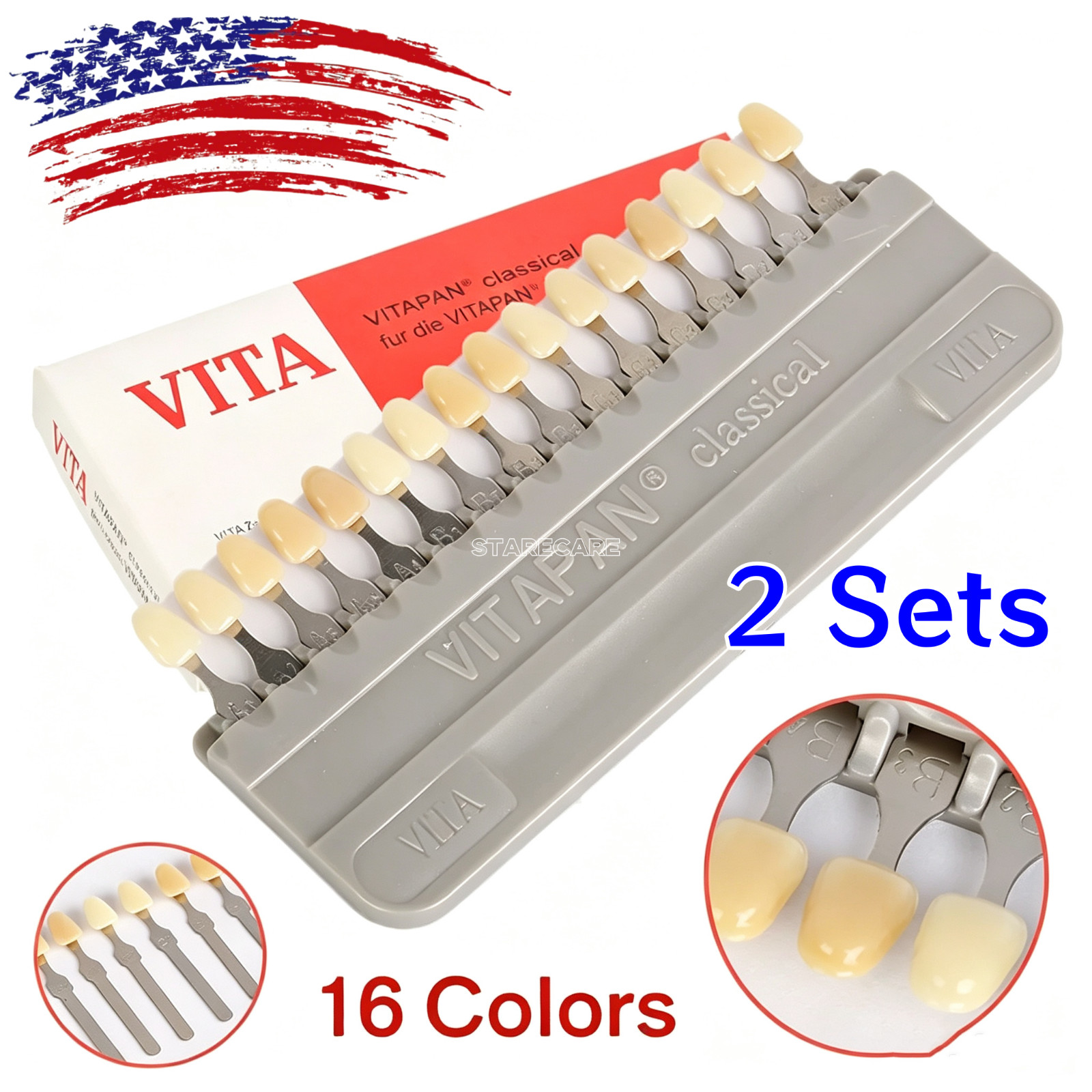 16 Colors Shade Guide Teeth Dental Materials For VITA A1-D4 Whitening Comparison