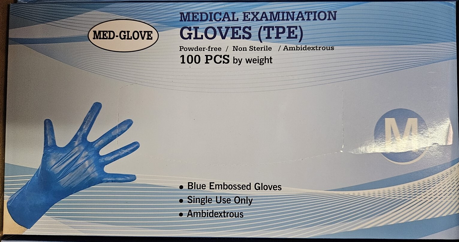 100 Medium MED-GLOVE Medical Examination Gloves Powder Free Non Sterile Ambidex