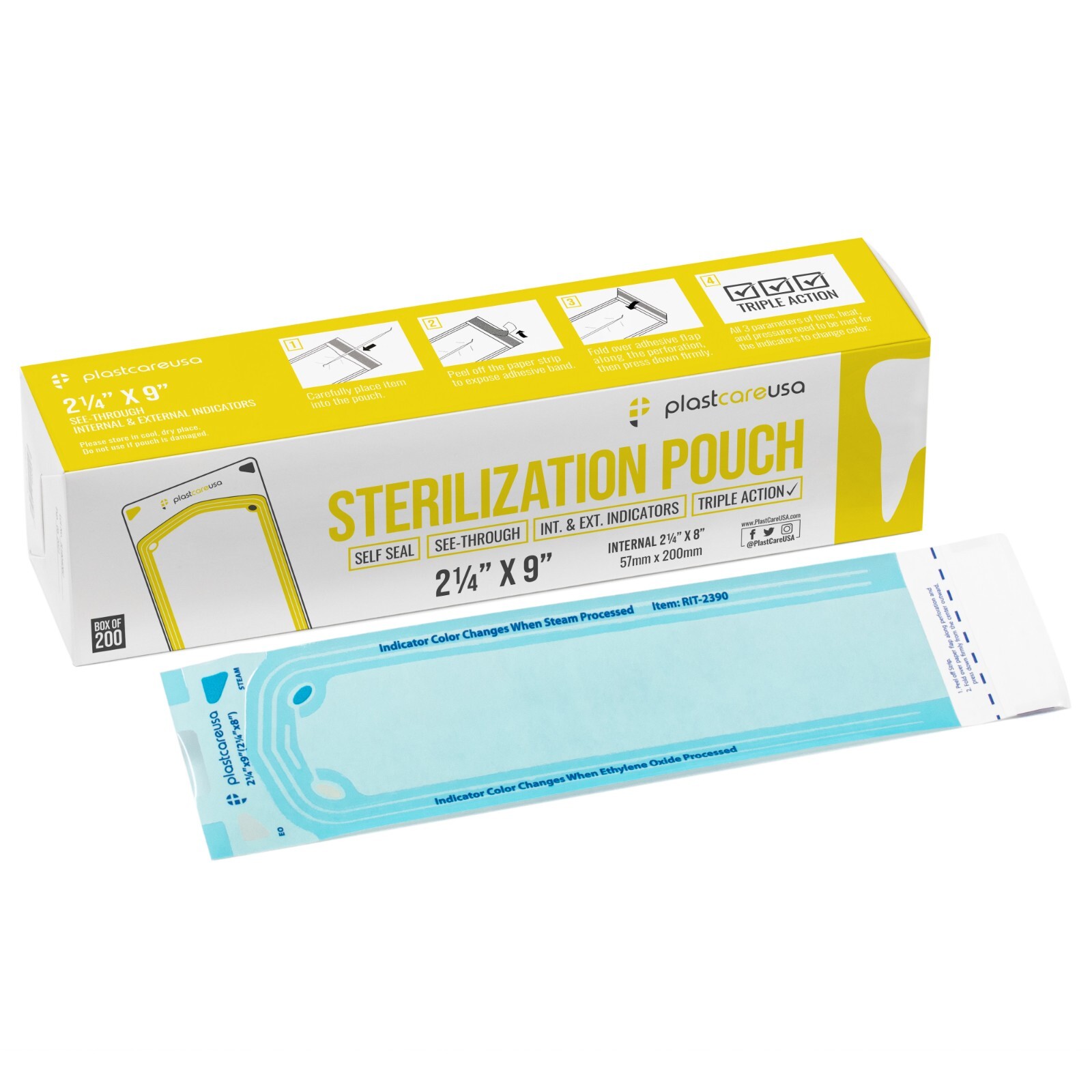 1000 2.25″ x 9″ Dental Sterilization Pouches Sterilizer Autoclave Bags