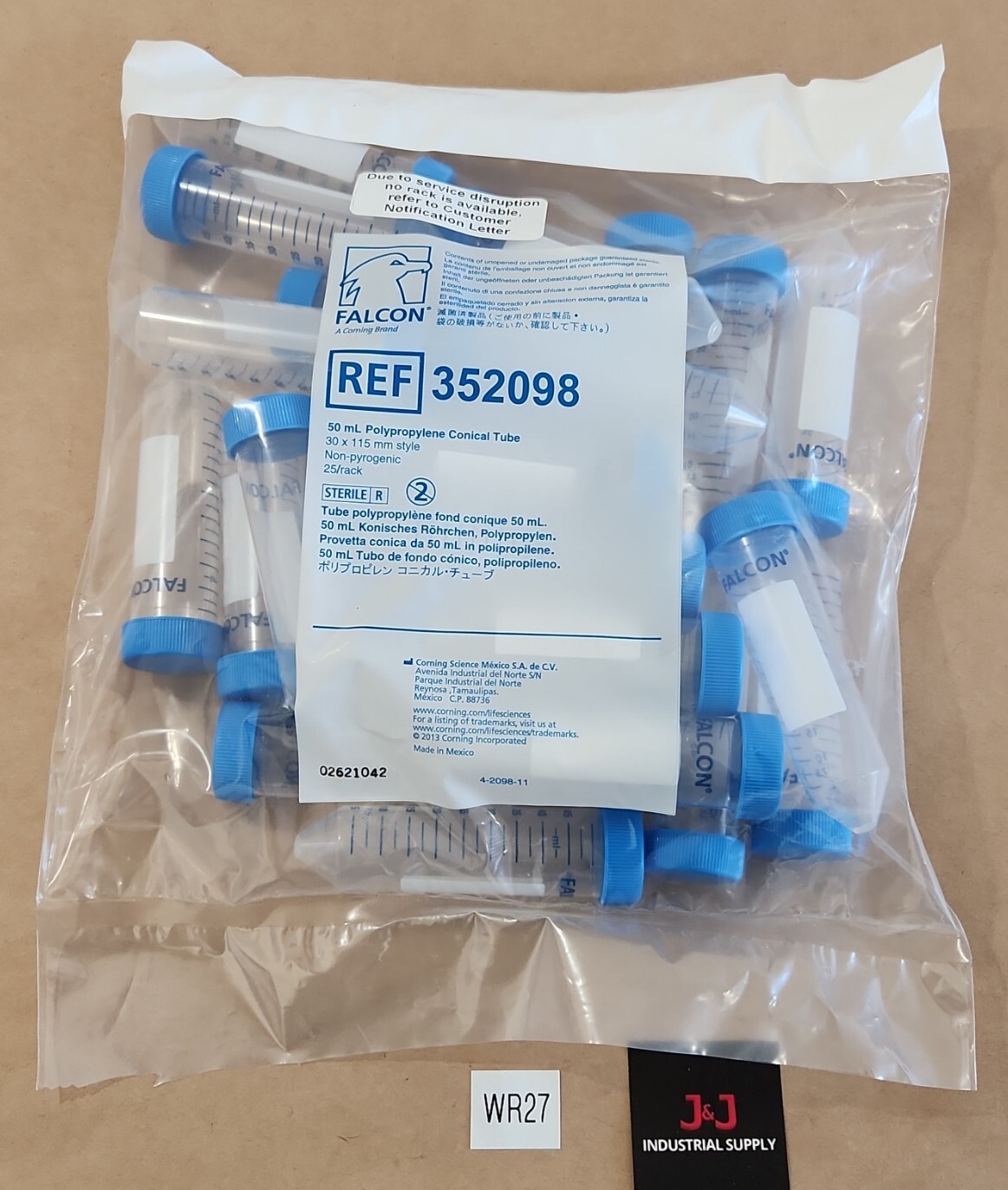 *NEW SEALED* [25] Corning Falcon 352098 50mL Polypropylene Conical Tubes 30×115