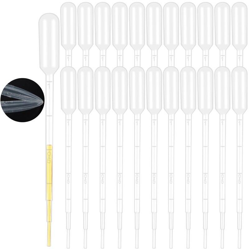 25 Pcs 1ML Disposable Pipettes Strong Suction Lab Essential Oils Medicine New
