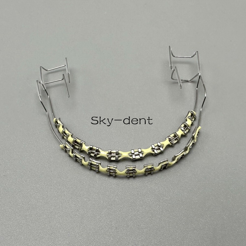 2Pcs/Pack Temporary Tooth Decoration with Metal Bracket Orthodontic Power Chains