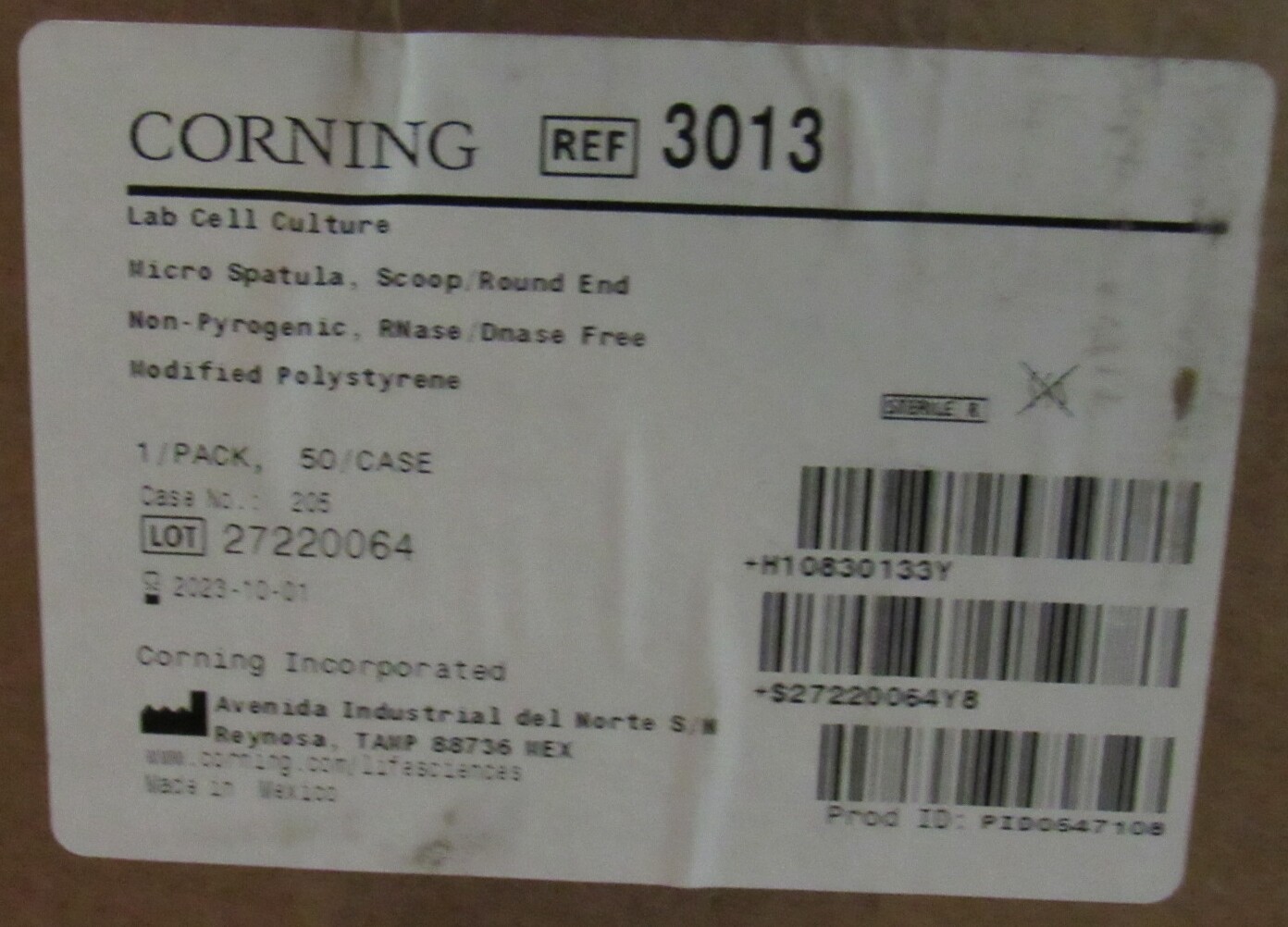 NEW 50-PACK Sterile Corning Microspatula V-Shaped Scoop Round Blade 3013 Spatula