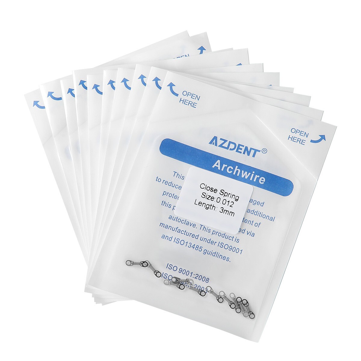 AZDENT Orthodontic Dental Closed Coil Spring 0.010″ 0.012″ 10pcs/Pack 6/9/12mm