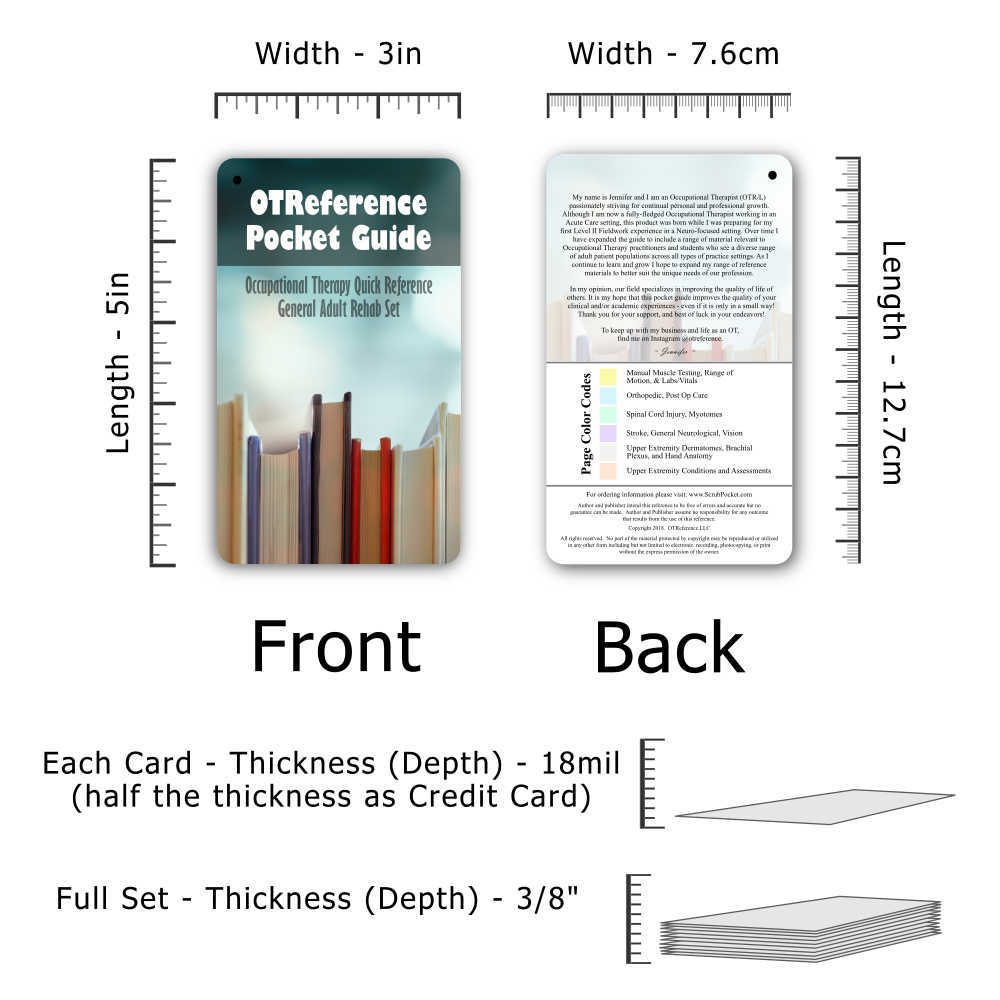 OT Reference Pocket Guide – General Adult Rehab Set for OT OTA PT PTA