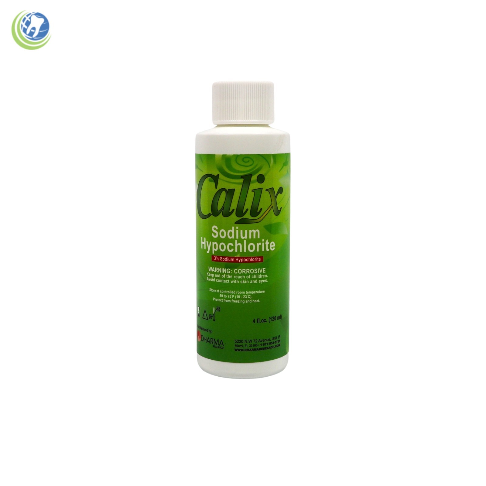 SODIUM HYPOCHLORITE SOLUTION 3% 4oZ (120 ML) BOTTLE ROOT CANAL TREATMENT CALIX