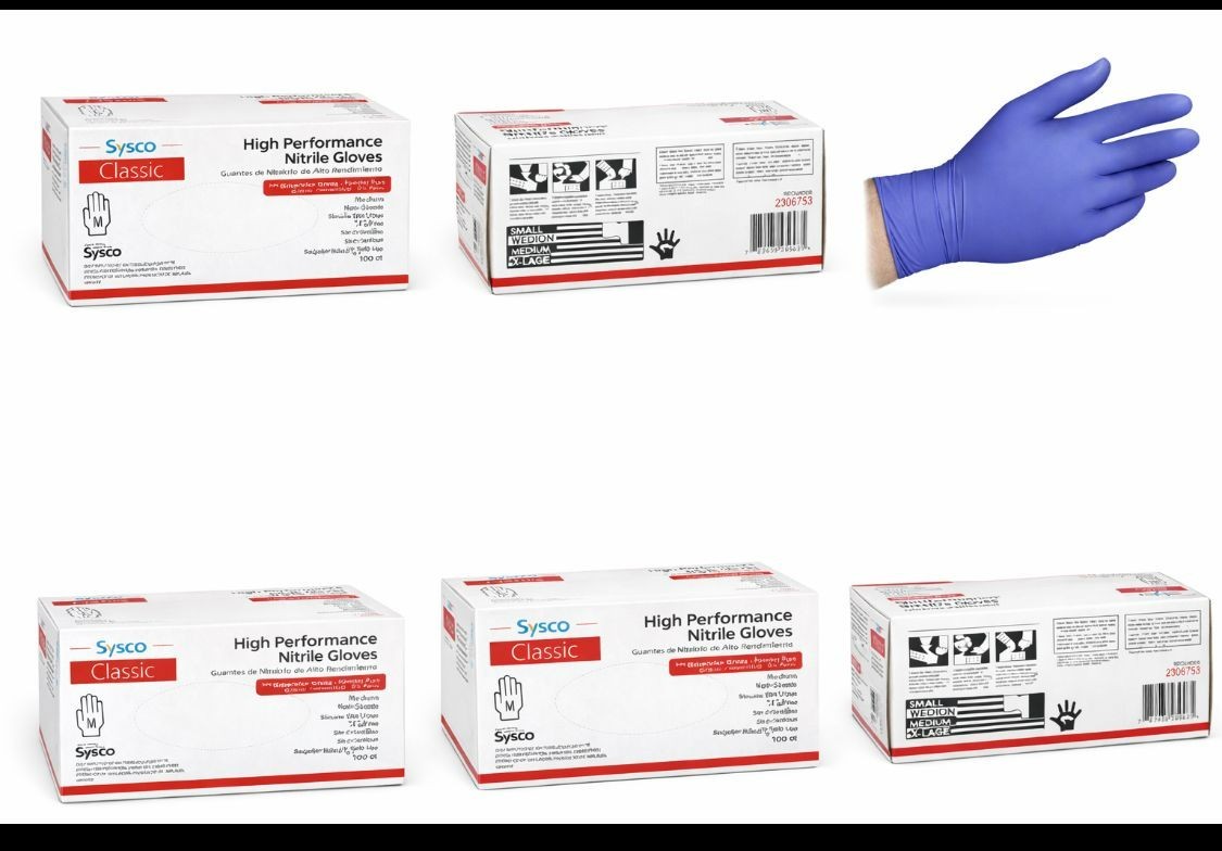 SYSCO Nitrile Gloves Blue Size Medium 100ct Powder Free Medical Exam