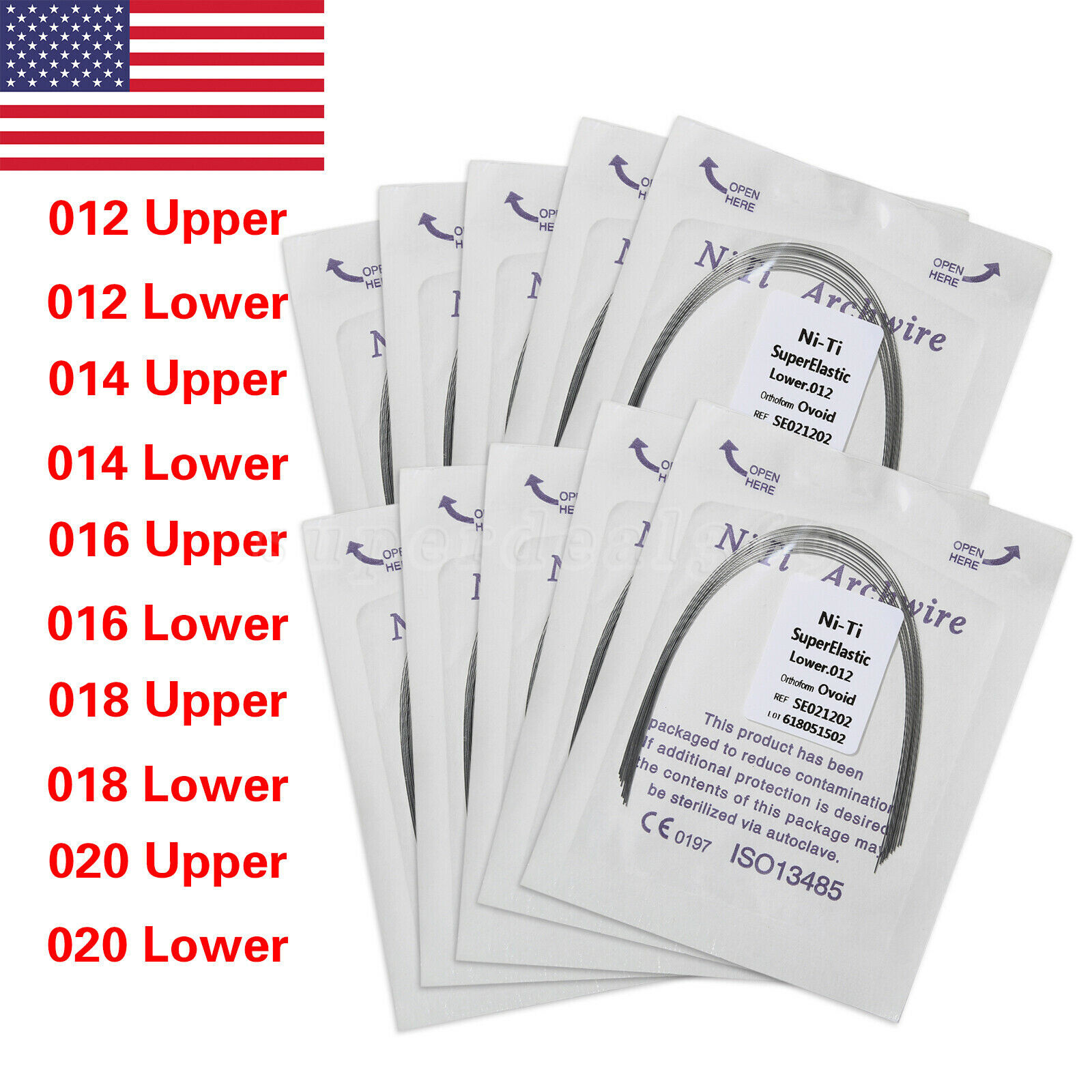 10/100Pcs Dental Orthodontic Super Elastic Niti Arch Wire Round Archwire All