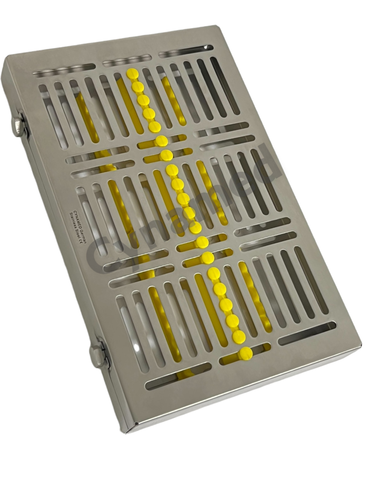 4 Pack – Sterilization Cassette with Double Button & Detachable Lid German Steel