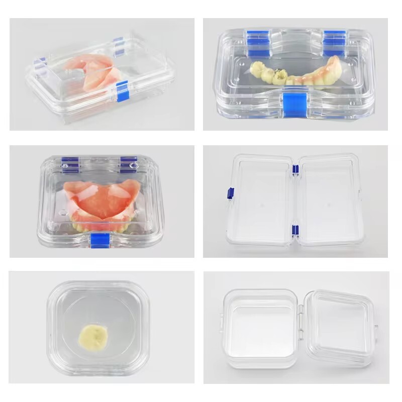 Plastic Dental Box Denture Storage Box with Membrane Hinge Display Jewelry Boxes