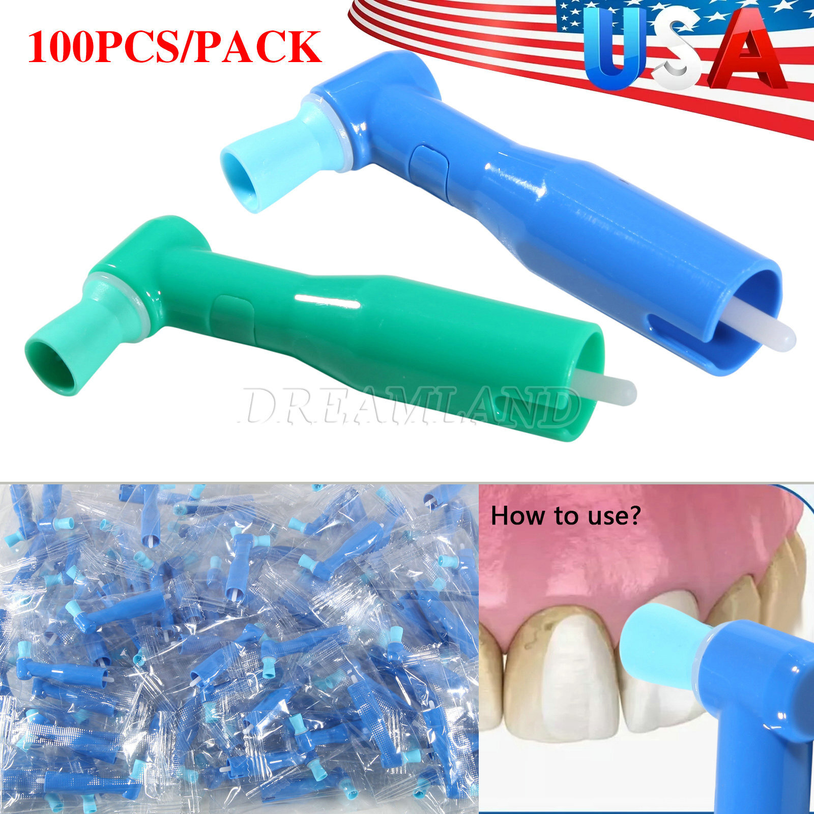 100 -500 Dental Disposable Prophy Angles Firm / Soft Cups Contra Angle 105°