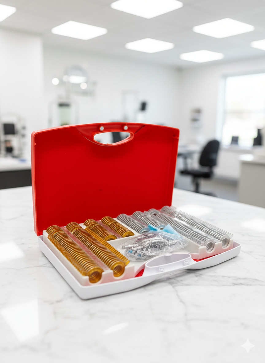 221 PCS Optimed Optometry Optical 38mm Trial Lens Kit Metal Set Plastic Case Box