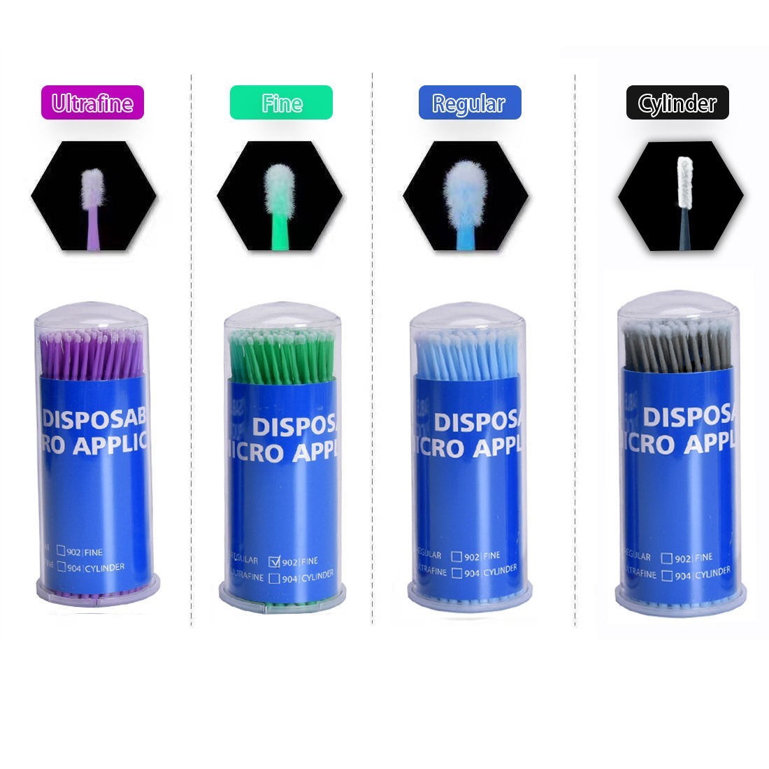 100PCS Dental Materials Disposable Micro Brush Applicators Colorful Brush Beauty