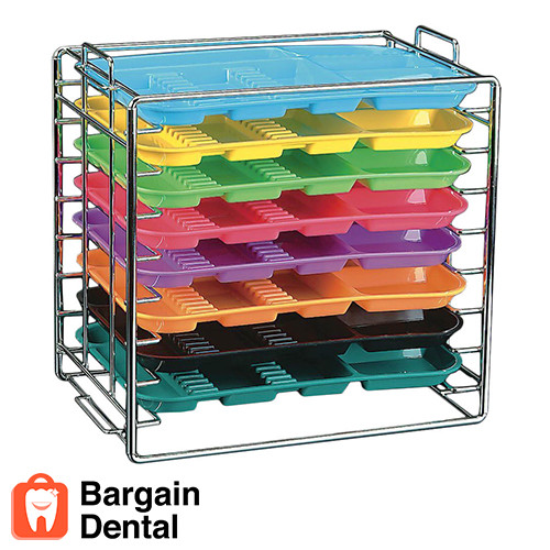 Plasdent Dental Medical Chromed Steel Instrument Tray Rack 8 Position for Size B