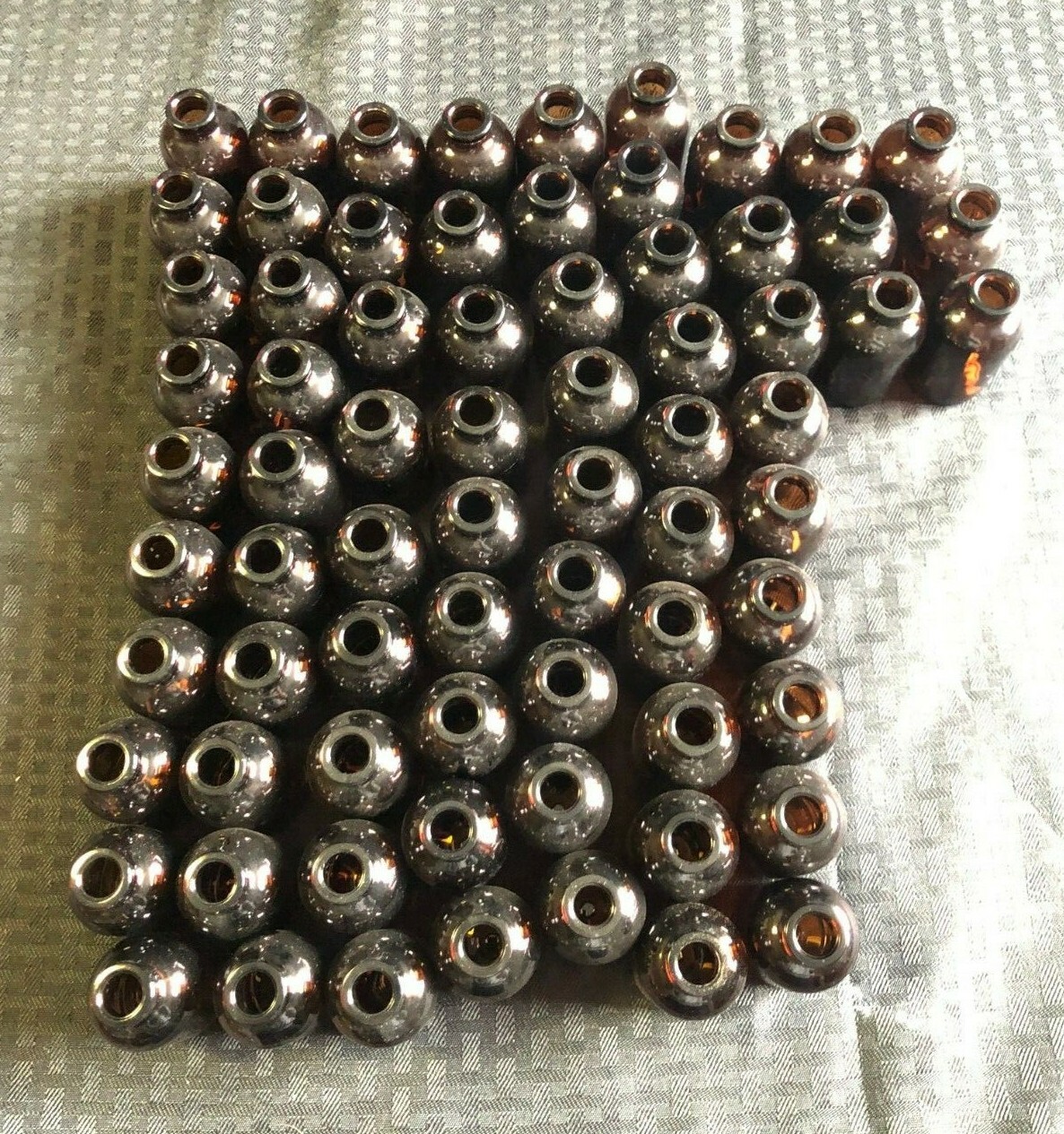 Lot of 72 WHEATON 50mL Amber Serum Bottles, Borosilicate Glass Type 1, Crimp Top