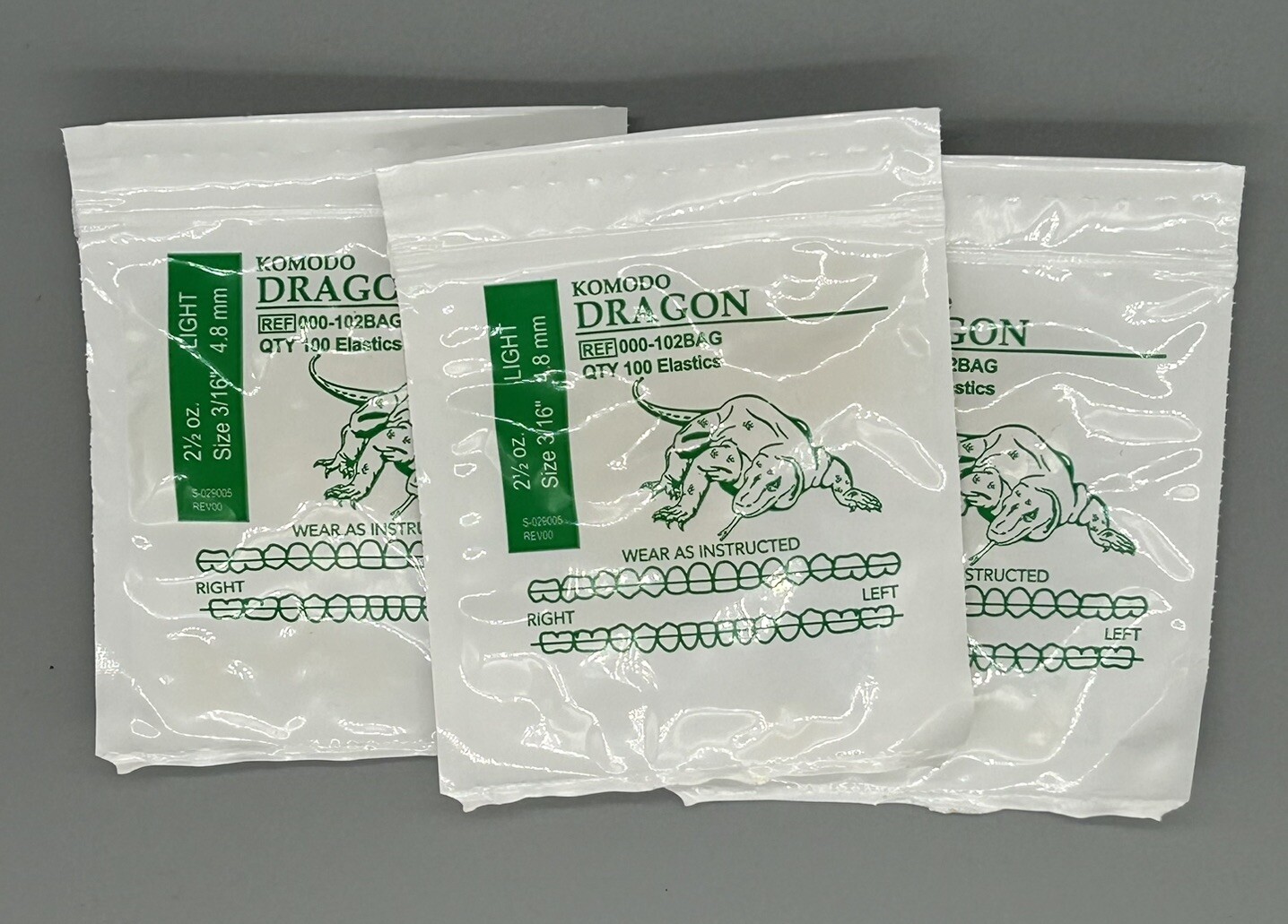 3 Komodo Dragon American Orthodontics Elastics Dental Rubber Bands