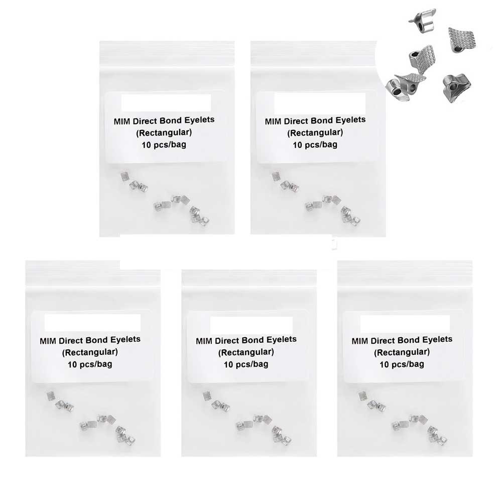 10Pcs Dental Orthodontic Lingual Buttons Metal Bondable Button Tubes Square Base