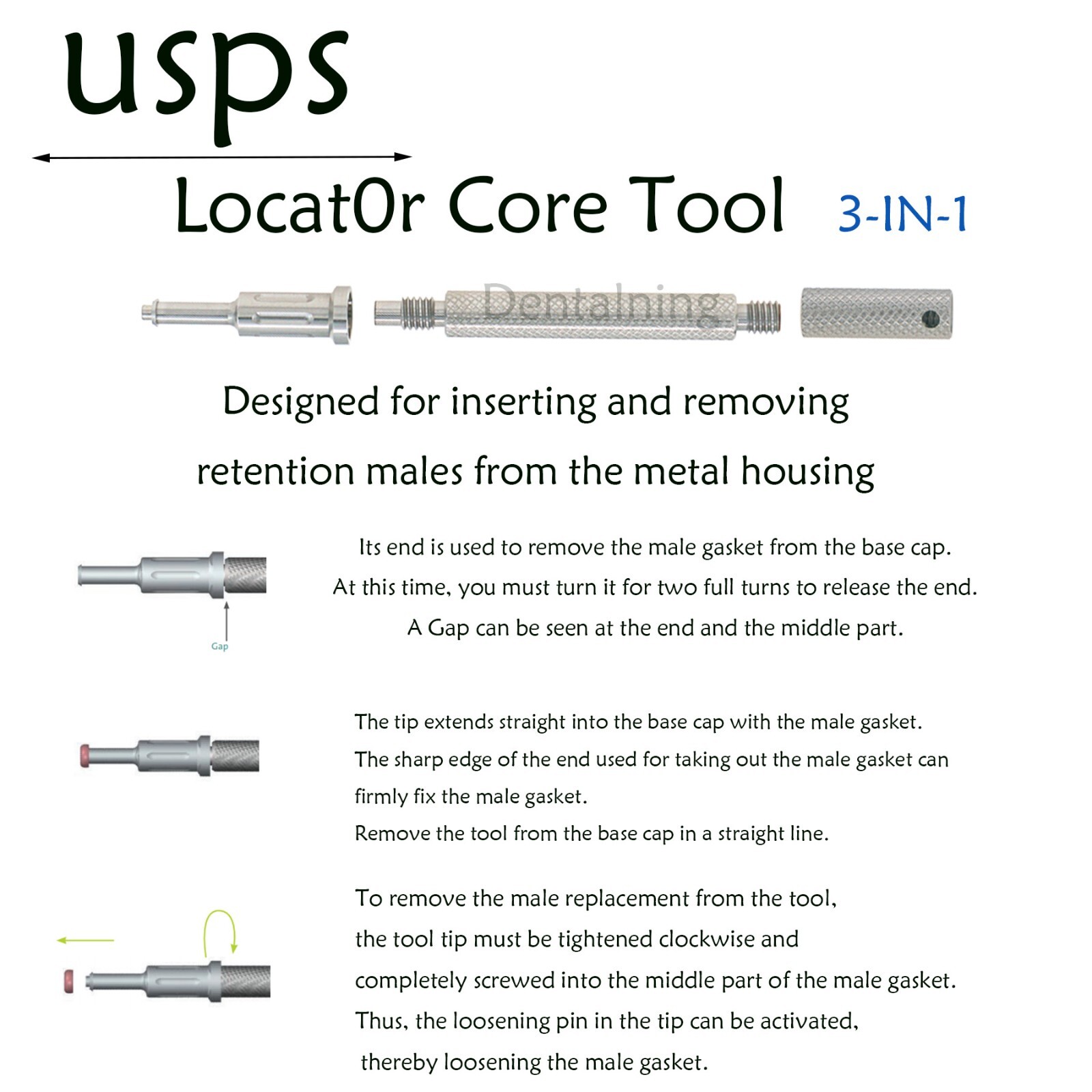 US Locat0r Core Tool Overdenture Abutment Replace Retention Cap 2.4Lbs(4Pcs) Kit