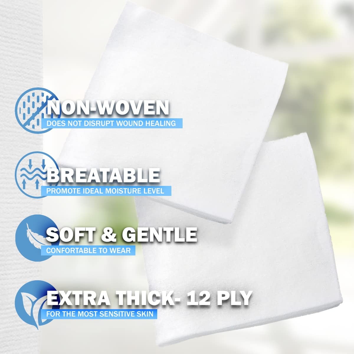 EVERLIT [Extra-Thick] 4»x4» Sterile Gauze Pad 12-Ply, 100 Count (Pack of 1)