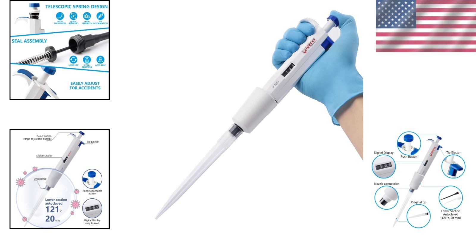 Adjustable Micropipette 1-10mL | Single-Channel Pipettor