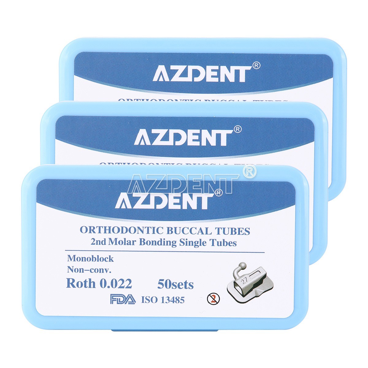 50 juegos de tubo bucal de ortodoncia dental 2do tubo molar Roth.022 Bondable