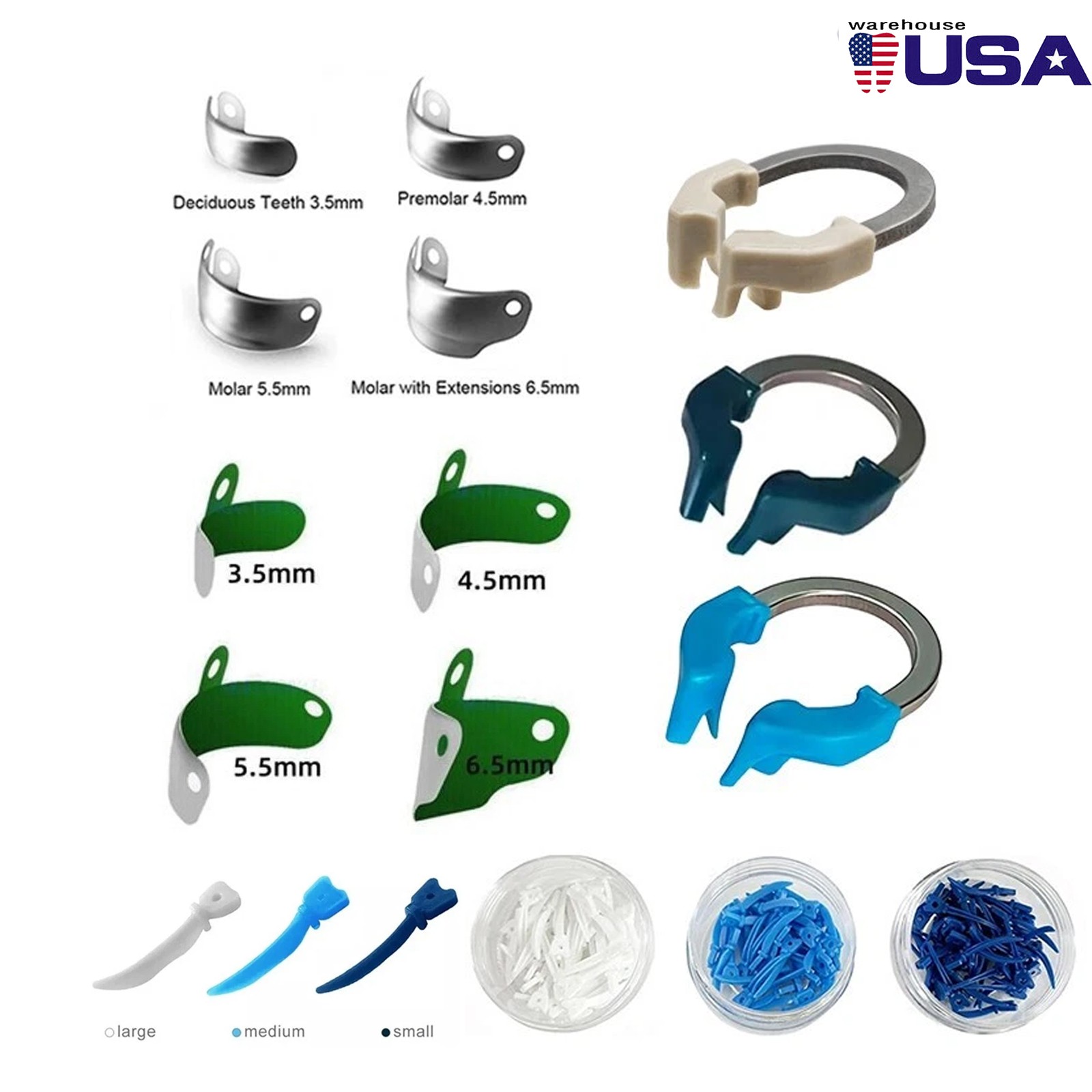 Dental Matrix Bands Ring Sectional Matrice Clamp Wedges Fit Palodent V3 System